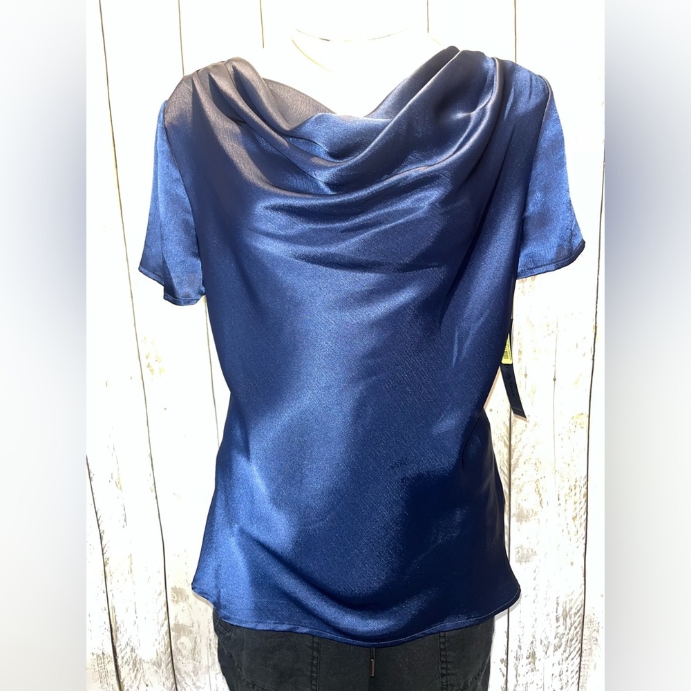 Preston & York Satin Navy Blouse